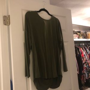 Large olive shirt with draped open back